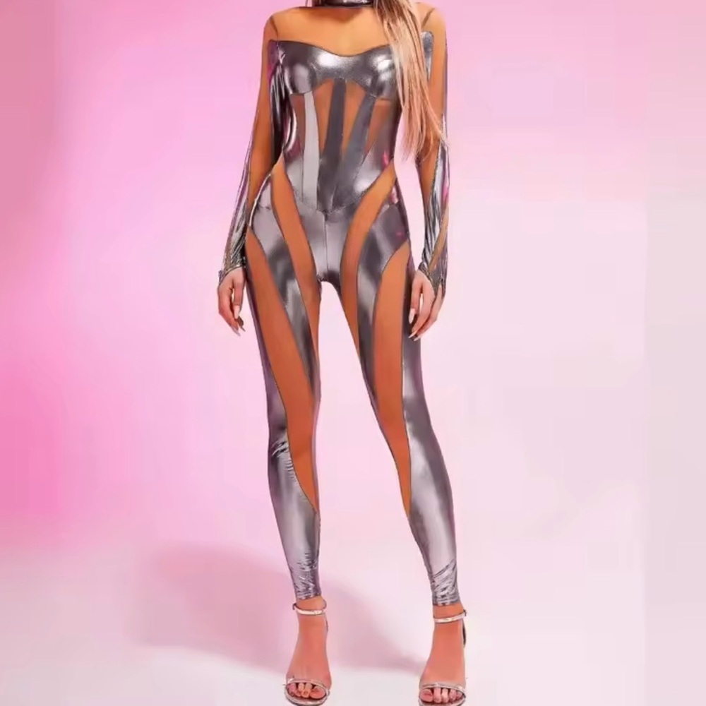 Silver and Tan Women's Jumpsuit